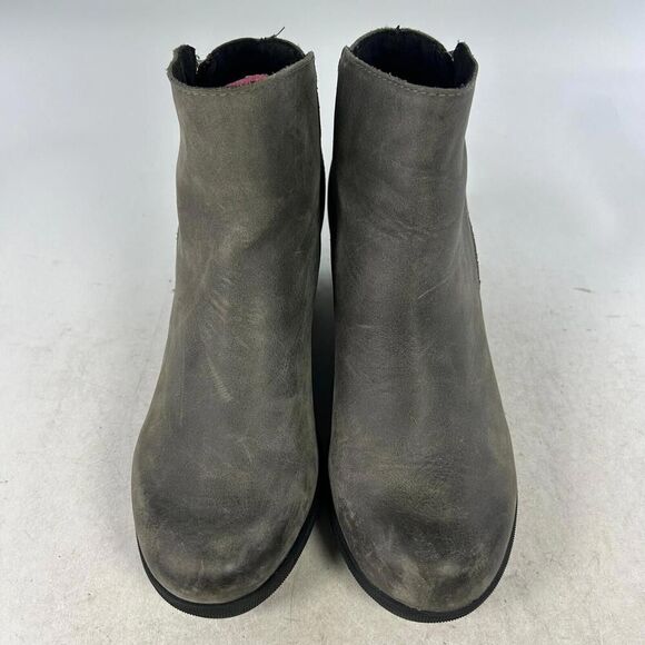 Sorel Women's Joan of Arctic Wedge II Zip Booties US 9.5 Gray Leather Ankle Boot - Picture 3 of 10